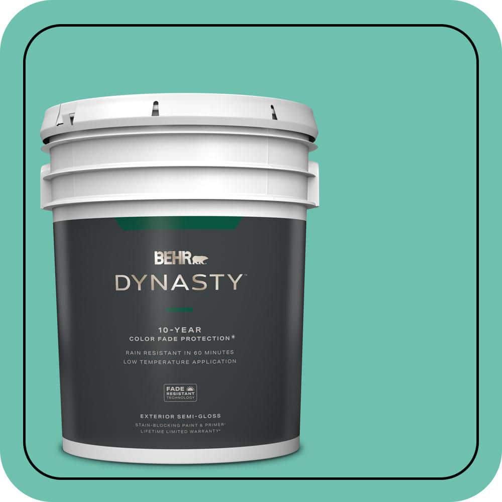 BEHR DYNASTY 5 gal. #P440-4 March Aquamarine Semi-Gloss Enamel Exterior Stain-Blocking Paint & Primer