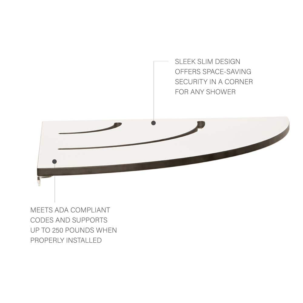 SEACHROME 18 in. Radius 26.5 in. x 16.5 in. Lifestyle and Wellness Wall-Mount Shower Seat in White (3)