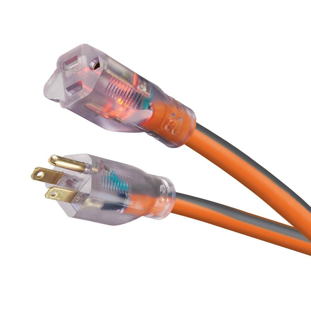 RIDGID 10/3 Heavy Duty Indoor/Outdoor SJTW Extension Cord with Lighted End, /Grey (4)
