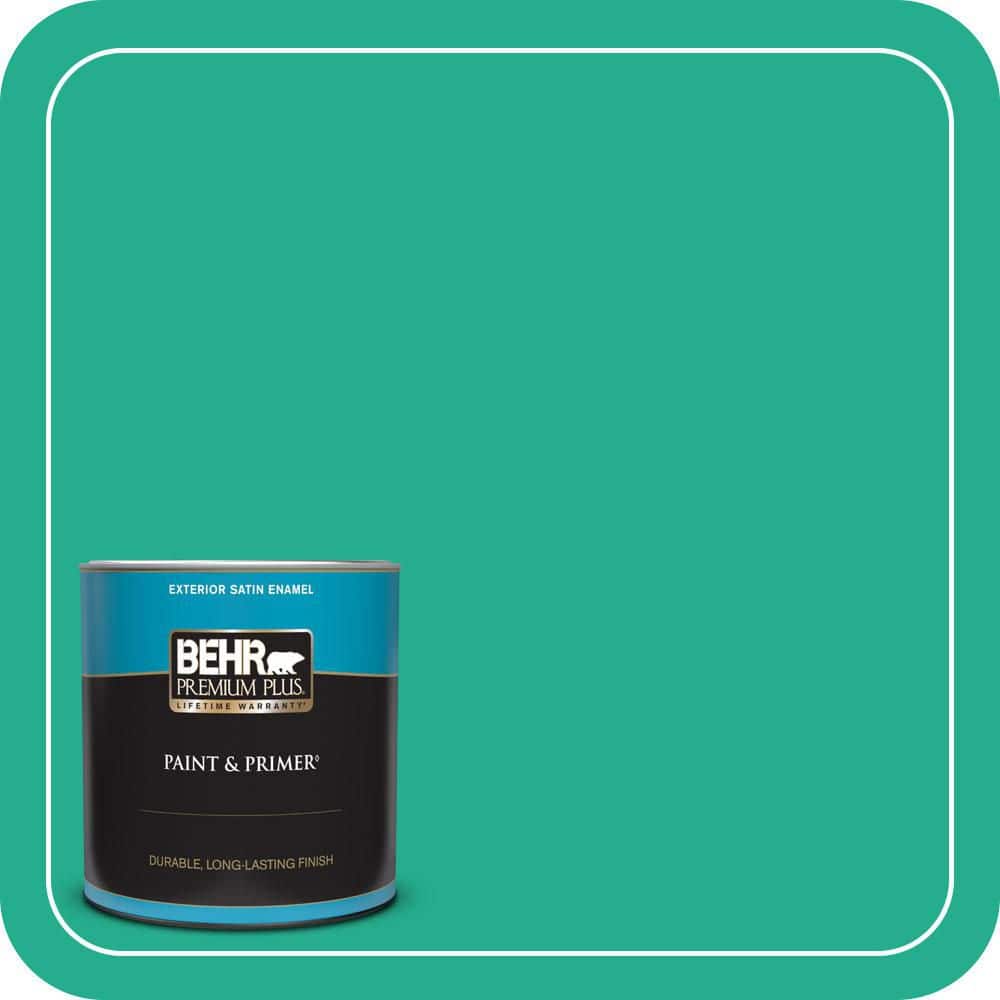 BEHR PREMIUM PLUS 1 qt. #P430-5 Enchanted Wells Satin Enamel Exterior Paint & Primer (1)