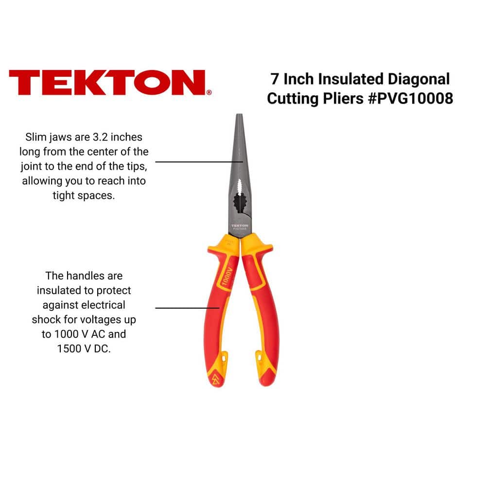 TEKTON 8 in. Insulated Long Nose Pliers (2)