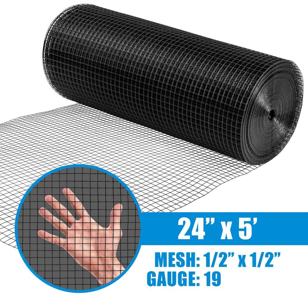 Fencer Wire 1/2 in. 2 ft. 19 Gauge Vinyl Coated Hardware Cloth, Multiple Use Welded Wire Fencing Roll (2)