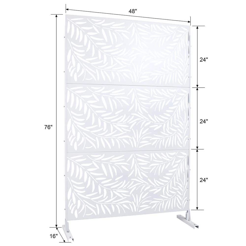 cadeninc 4 ft. x 6.33 ft. White Outdoor and Indoor Freestanding Metal Privacy Screen Fence Panels for Lawn Garden (Not Composite) (2)