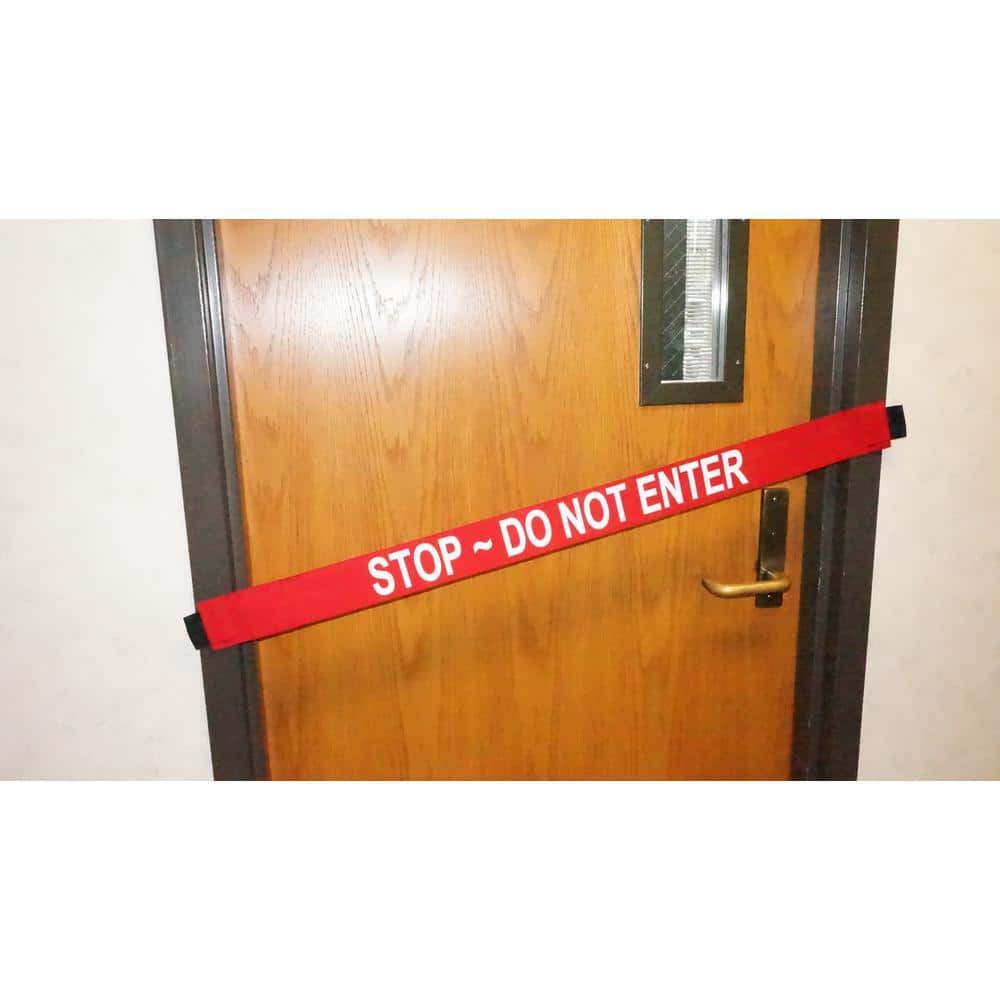 Magnetic Door Barrier Nylon Stop Do Not Enter Safety Banner with Magnetic Ends. Fits up to a 51 in. Extra-Wide Doorway (2)