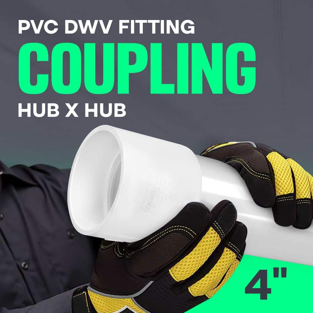 PLUMBFLEX 4 in. White Rigid PVC DWV Coupling, Hub x Hub Drain, Waste & Vent Fitting (25-Pack) (3)