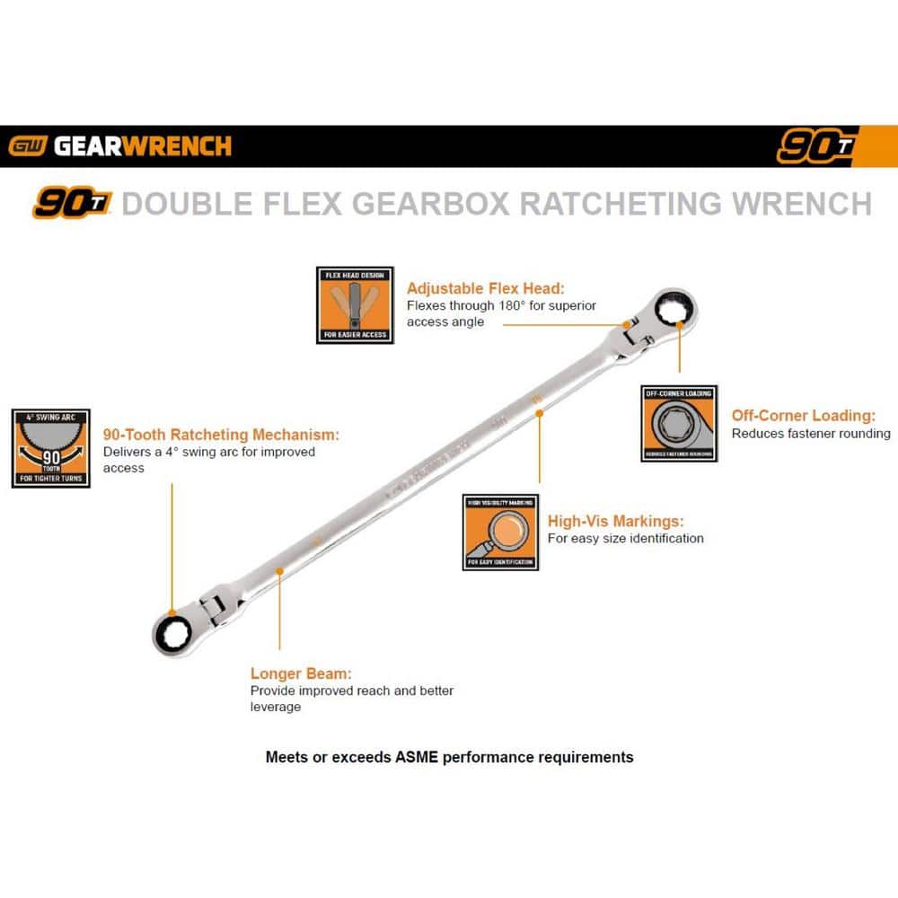 GEARWRENCH GearBox Metric 12-Point 90-Tooth Double Flex Head Extra Long Ratcheting Wrench Set (6-Piece) (2)