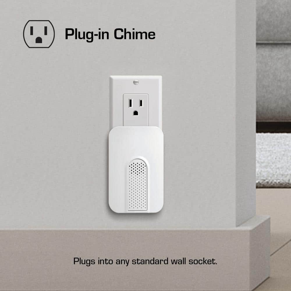 Defiant Wireless Plug-In Doorbell Kit with White Insert and 1 Push Button, White (4)