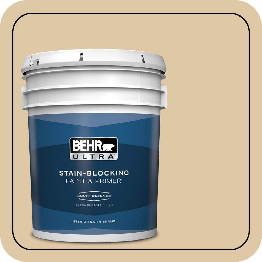 BEHR ULTRA 5 gal. #PWL-82 Pita Bread Extra Durable Satin Enamel Interior Paint & Primer