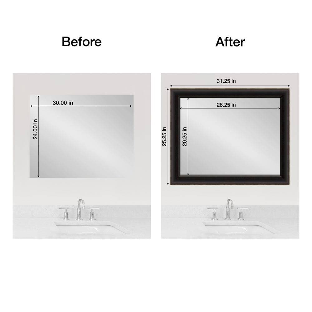 Amanti Art Mirror Makeover Trio Oil Rubbed Bronze 25.25 in. W x 31.25 in. H Bathroom Mirror Frame Border Kit-Fits a 24 x 30 mirror (2)