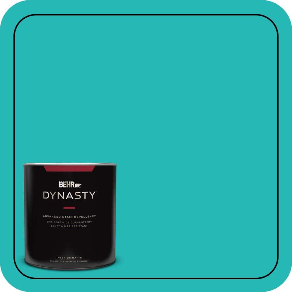 BEHR DYNASTY 1 qt. #MQ4-21 Caicos Turquoise One-Coat Hide Matte Interior Stain-Blocking Paint and Primer