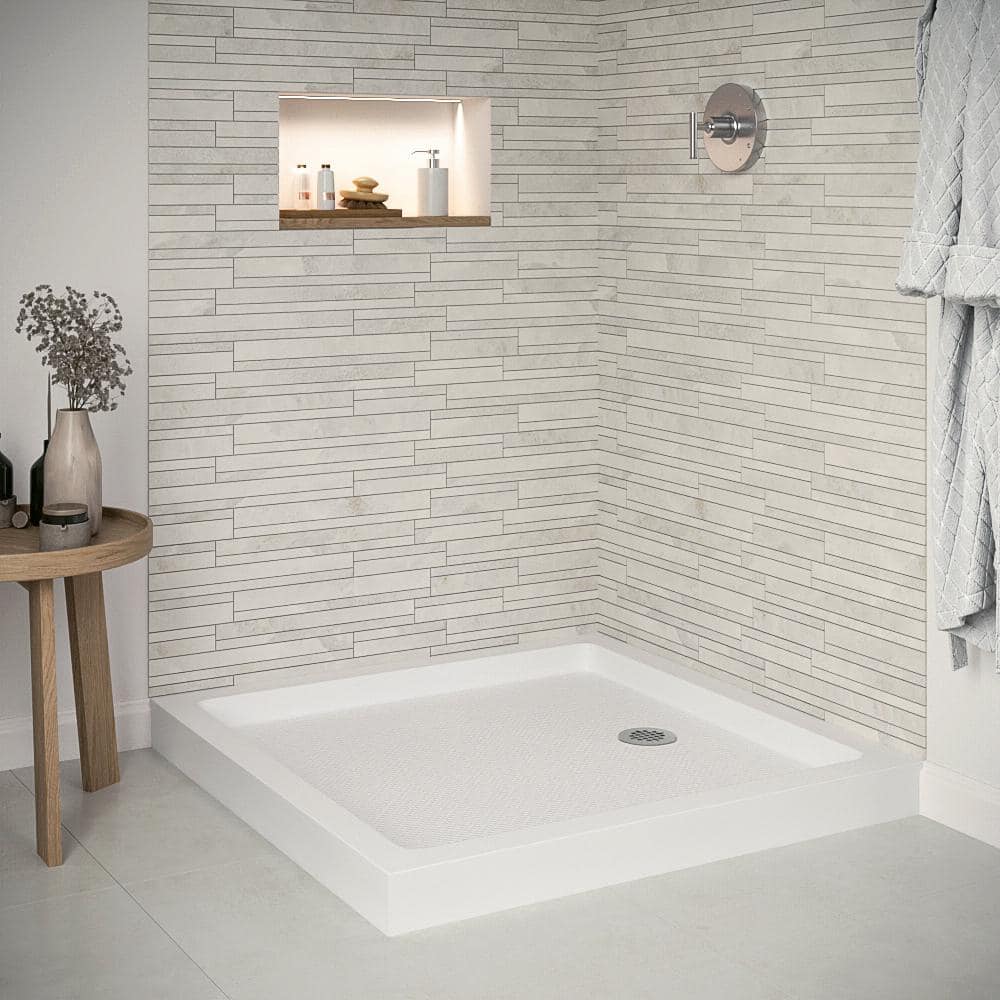 Streamline 36 in. L 36 in. W Corner Acrylic Shower Pan Base, with Hand Drain, Drain Included (2)