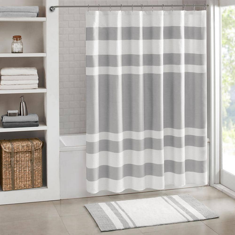 Unbranded 108 in. W x 72 in. L Gray Shower Curtain with 3M Treatment (2)