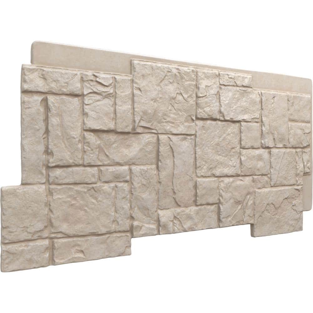 Ekena Millwork Castle Rock 49 in. x 1 1/4 in. Sea Shell Stacked Stone, StoneWall Faux Stone Siding Panel (3)