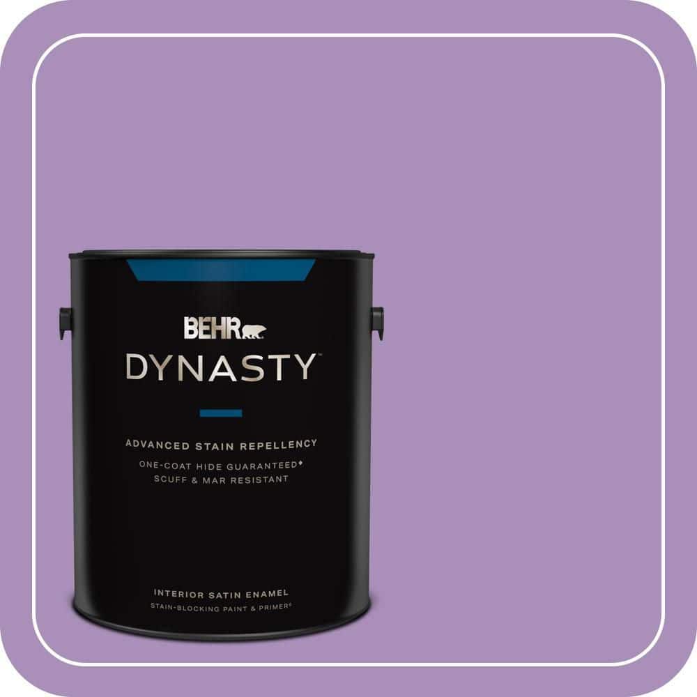 BEHR DYNASTY 1 gal. #650B-5 Garden Pansy Satin Enamel Interior Stain-Blocking Paint & Primer