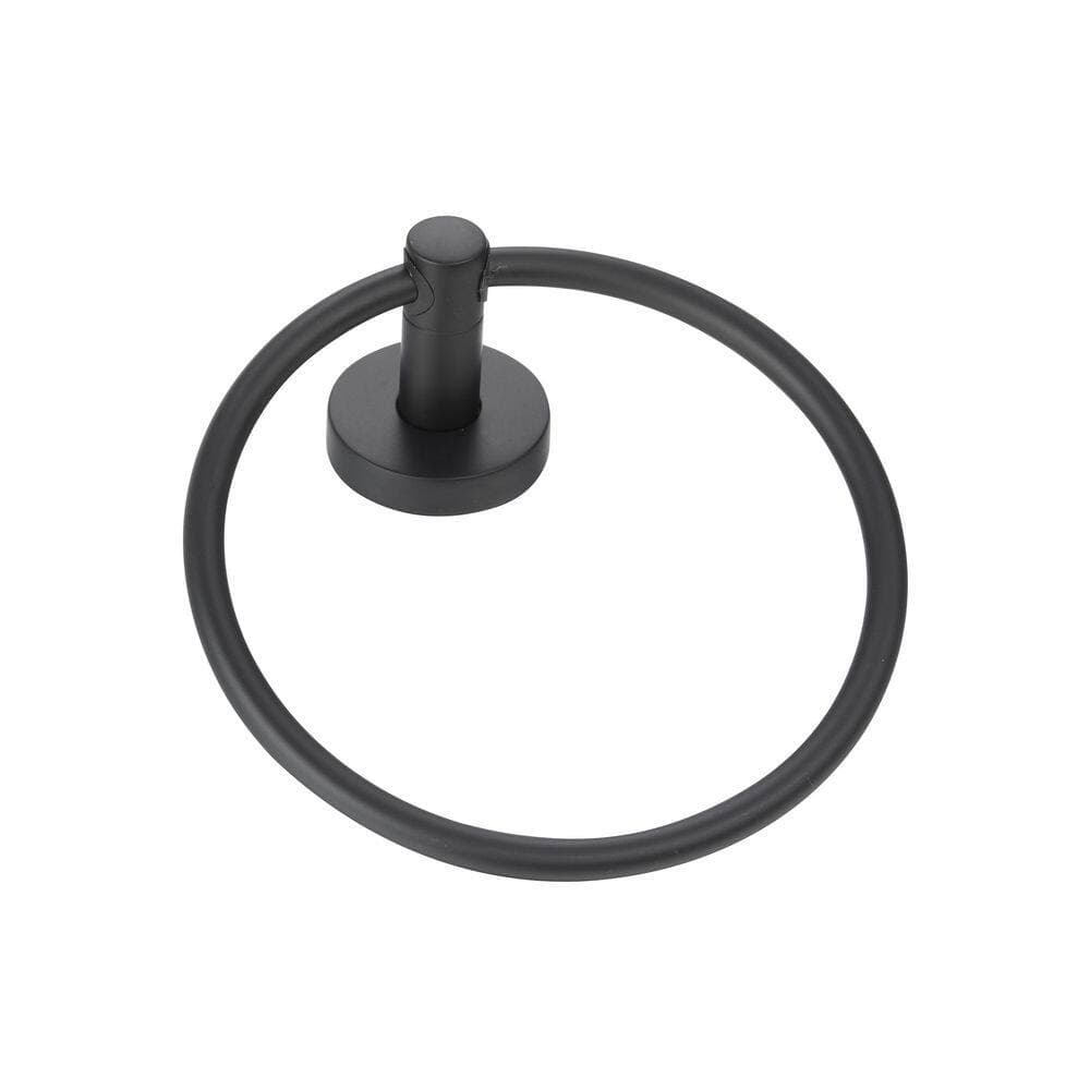 Paradise Bathworks Azure 6.11 in. Wall Mounted Hand Towel Holder in Matte Black (3)