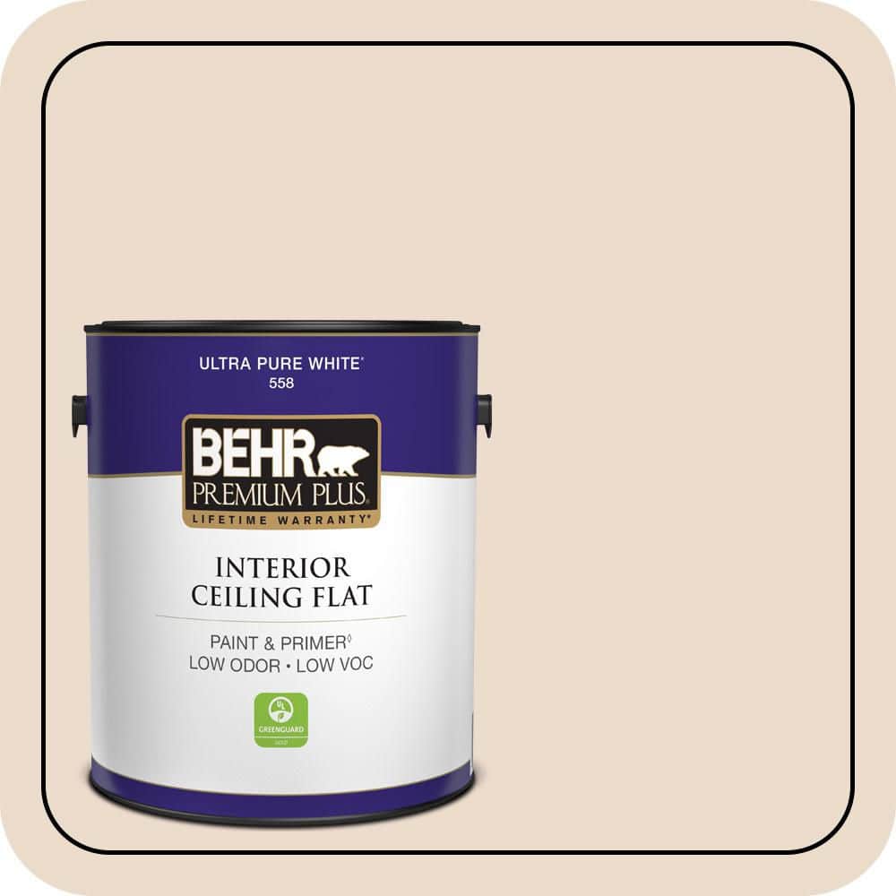 BEHR PREMIUM PLUS 1 gal. #BWC-22 Lambskin Ceiling Flat Interior Paint & Primer (1)
