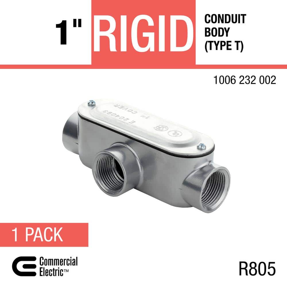 Commercial Electric 1 in. Rigid Metal Conduit (RMC) Threaded Conduit Body with Stamped Cover (Type T) (3)