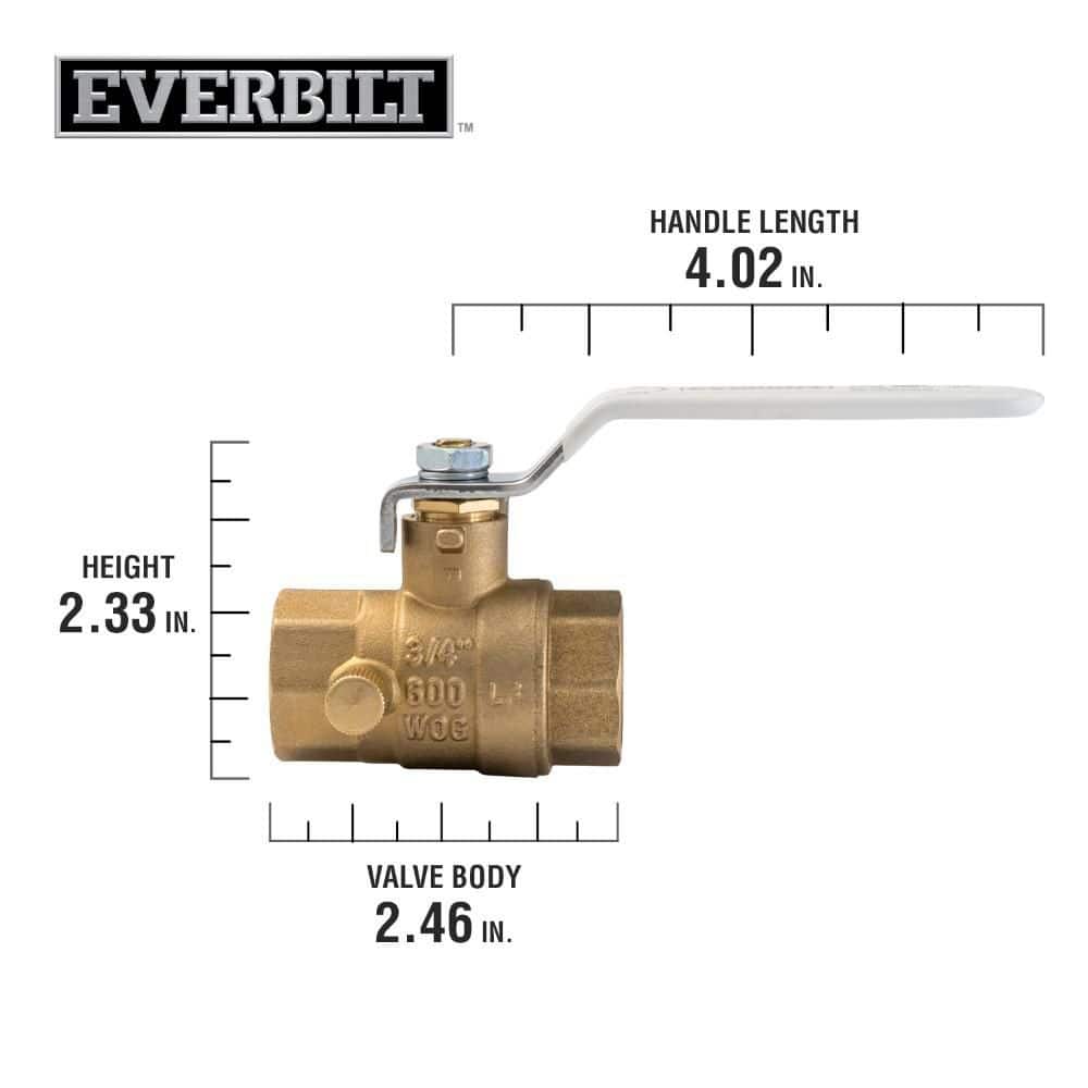 Everbilt 3/4 in. FNPT Full Port Lead Free Brass Ball Valve w/ Drain (4)