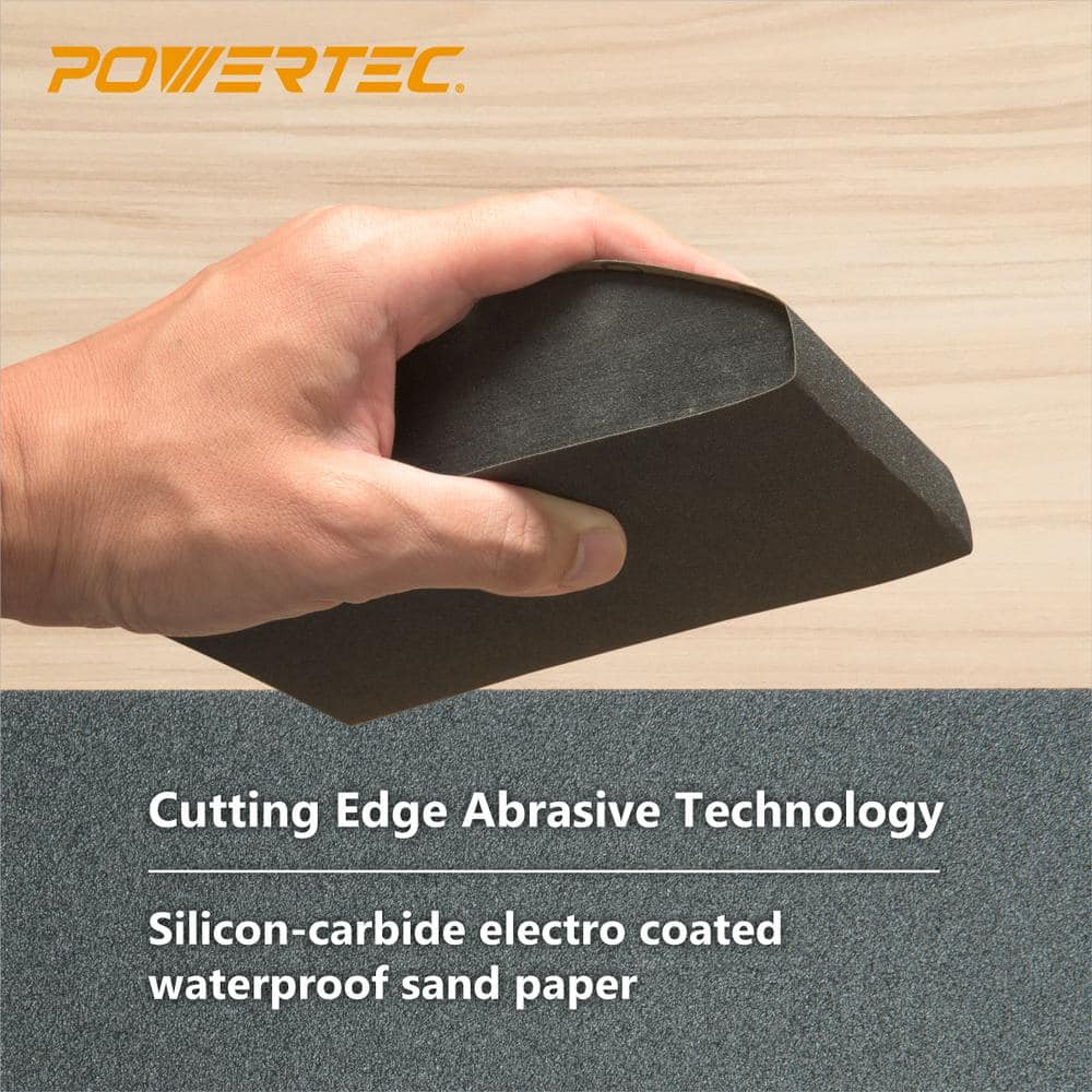 ‎POWERTEC 9 in. x 3.6 in. Wet Dry Sandpaper Assortment, 400-3000 Assorted Grit for Wood and Auto Finishing (72-Pack) (2)