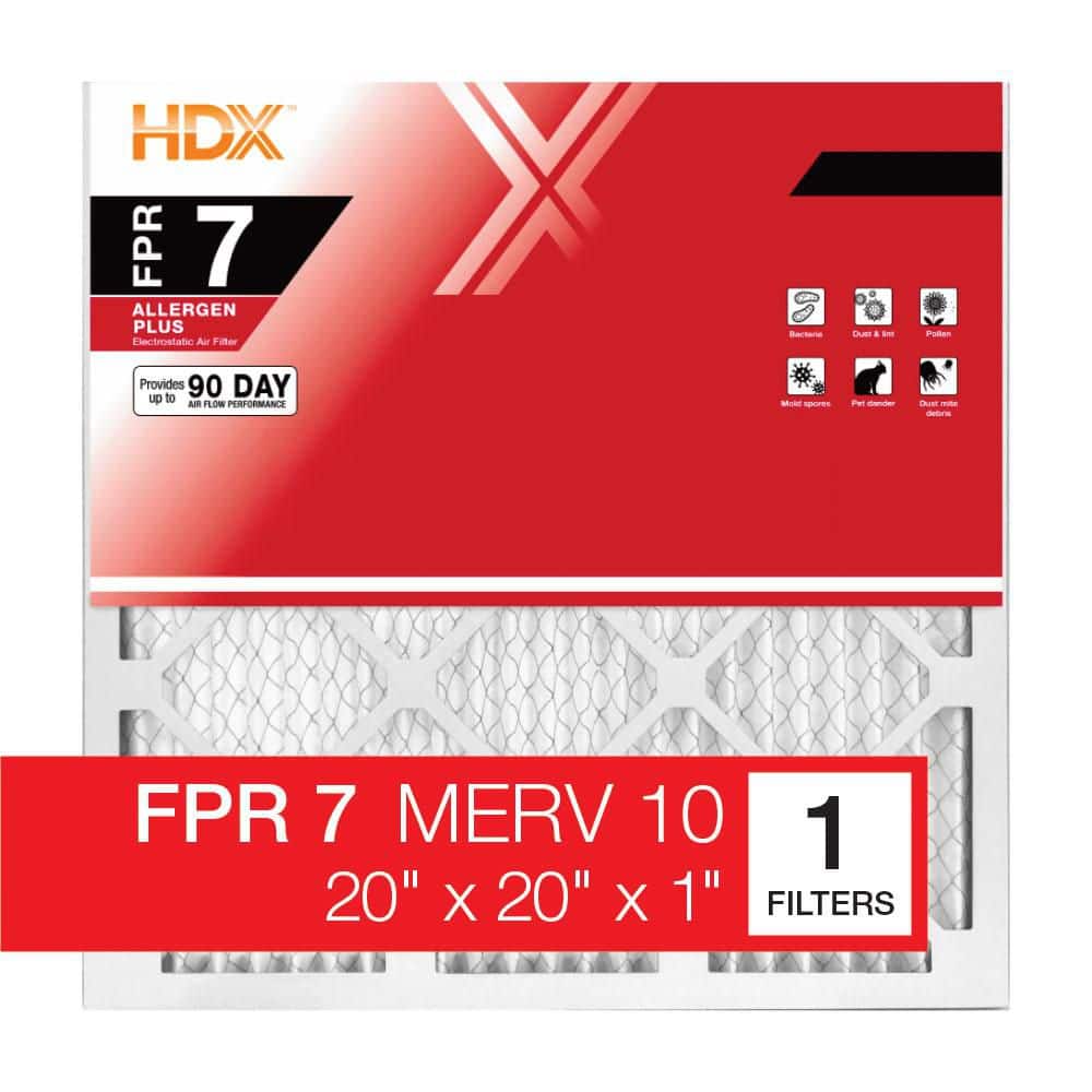 HDX 20 in. x 20 in. x 1 in. Allergen Plus Pleated Air Filter FPR 7, MERV 10
