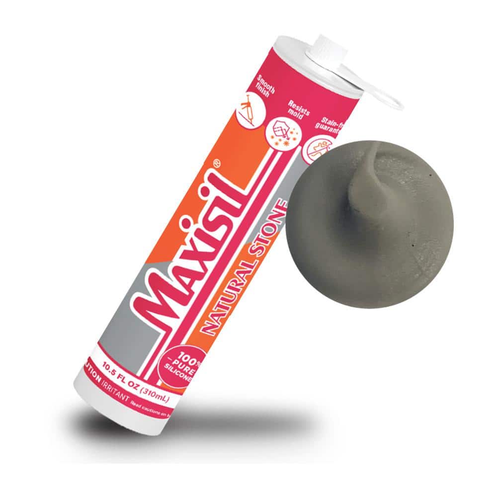 Glass Warehouse Maxisil 10.5 oz. Gray (Matte Manhattan) Standard Tube Natural Stone Silicone Sealant Tube (Each) (1)