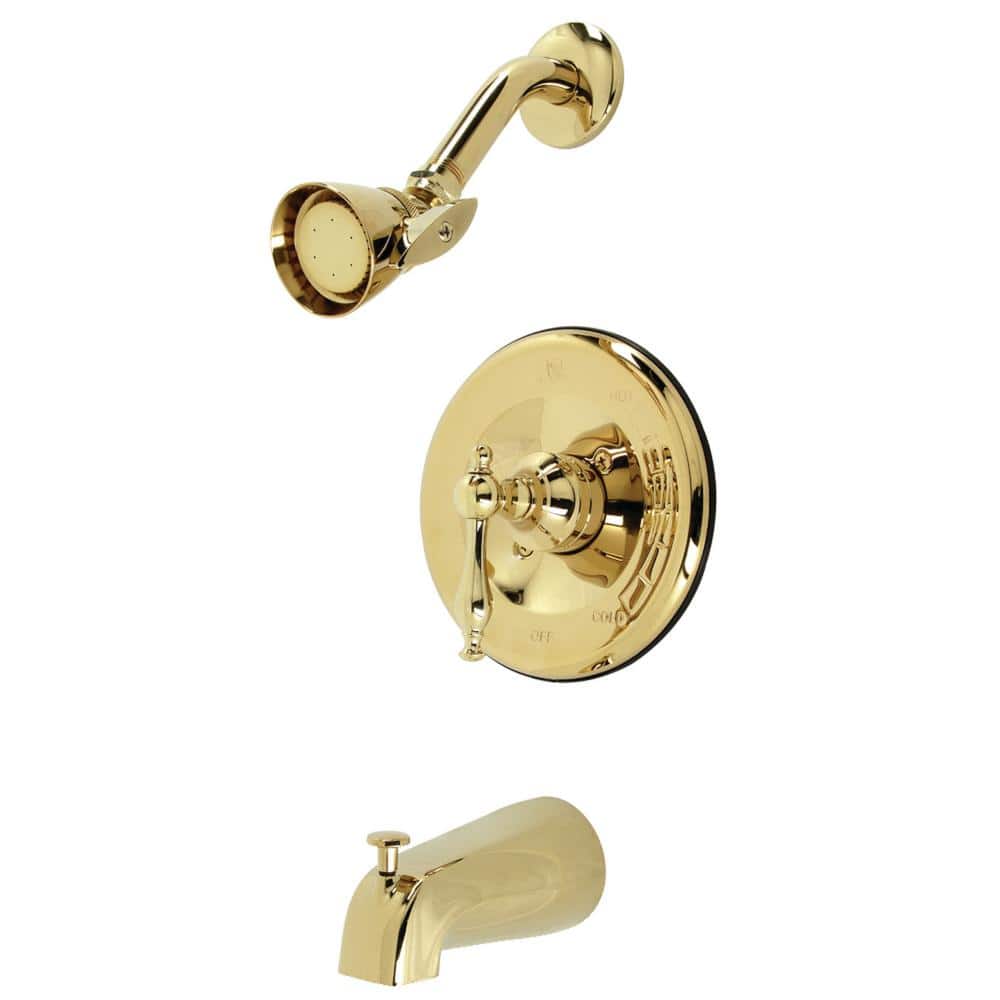 Kingston Brass Single Handle Single Handle 1-Spray Tub and Shower Faucet 2 GPM with Pressure Balance in Polished Brass (1)