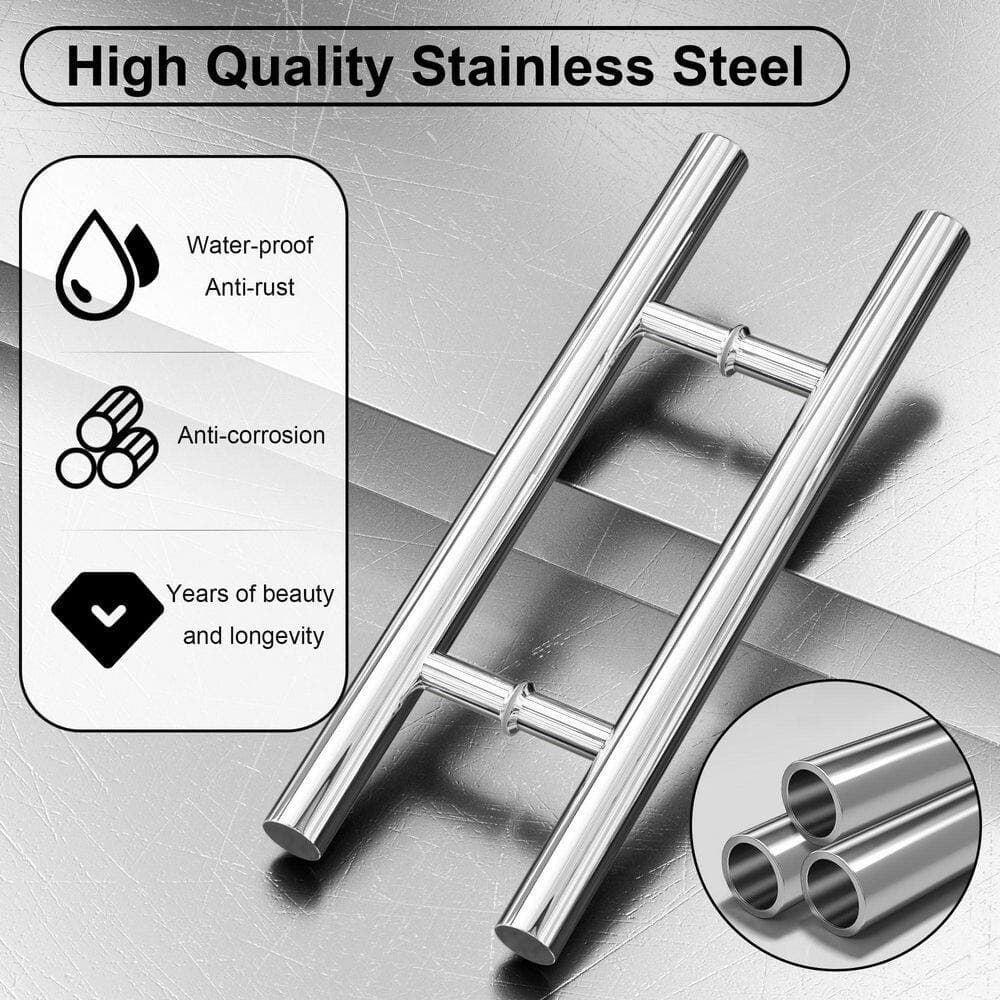Wudkey 1-Piece Bath Accessory Set in Polished Chrome, 16 in. Shower Door Handle, Stainless Steel Shower Hardware Replacement (2)