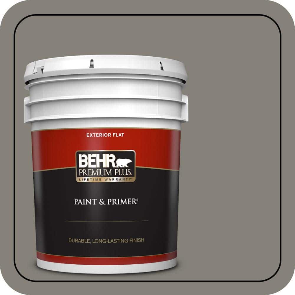 BEHR PREMIUM PLUS 5 gal. #N360-5A Wood Ash Flat Exterior Paint & Primer