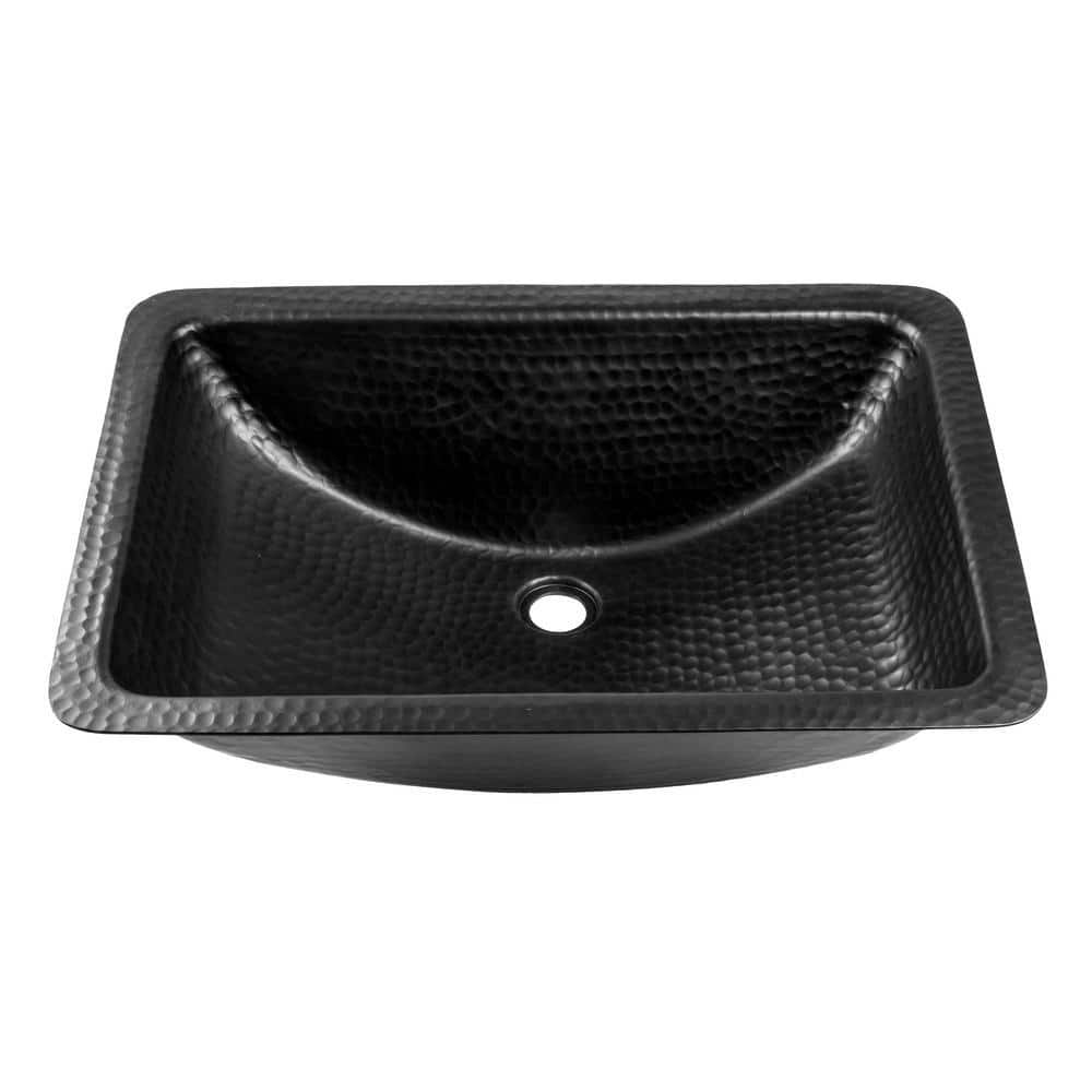 Monarch Abode Monarch Matte Black Hand Hammered Venetian Dual Mount Bathroom Vanity Sink (21 inches) (2)
