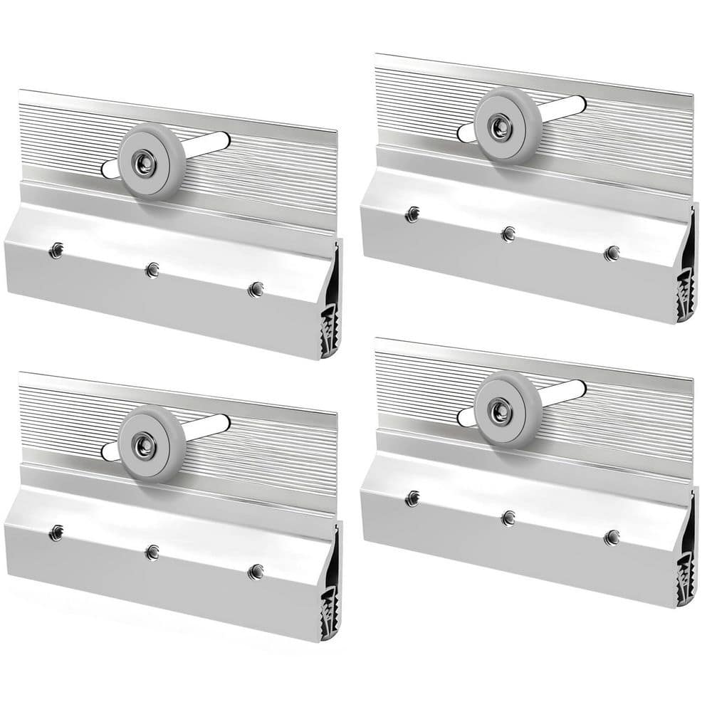 Numhew 4-Piece Frameless Shower Door Roller Assemblies with 3/4" Plastic Wheels and Aluminum Bracket in Chrome, for Shower Door (1)