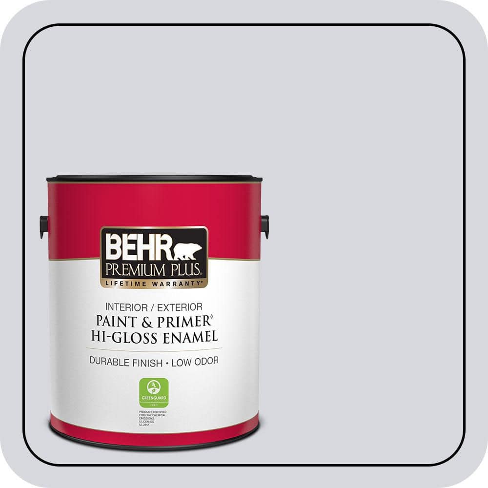 BEHR PREMIUM PLUS 1 gal. #MQ3-59 Will O the Wisp Hi-Gloss Enamel Interior/Exterior Paint & Primer