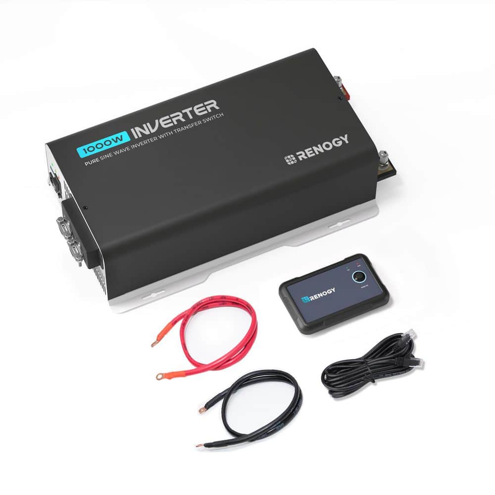 Renogy 1000-Watt 12V to 120V Pure Sine Wave Inverter Solar Power Converter w/ UPS, Built-in Bluetooth for Li, AGM, GEL, SLD (1)