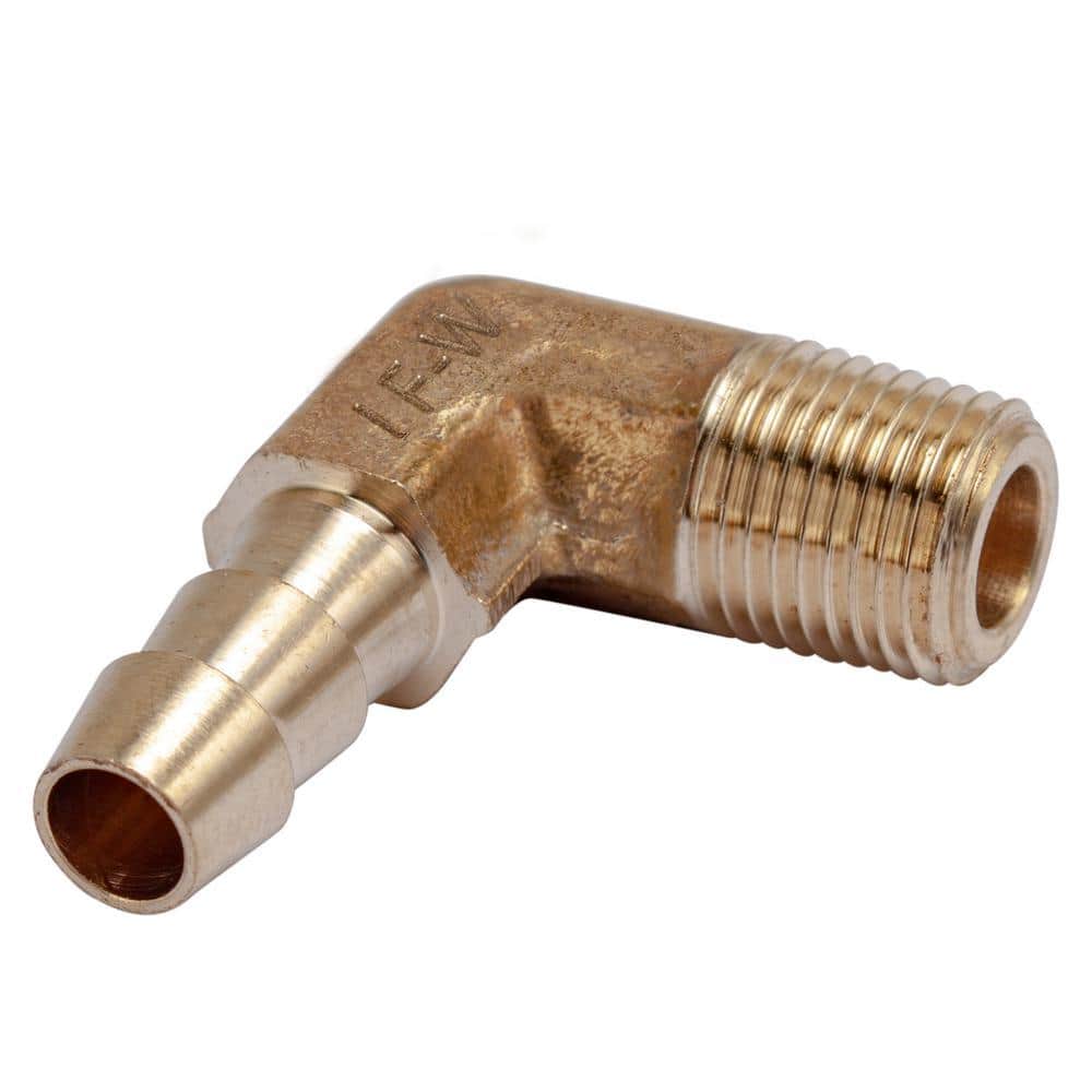 LTWFITTING 1/4 in. I.D. 1/8 in. MIP Brass Hose Barb 90-Degree Elbow Fittings