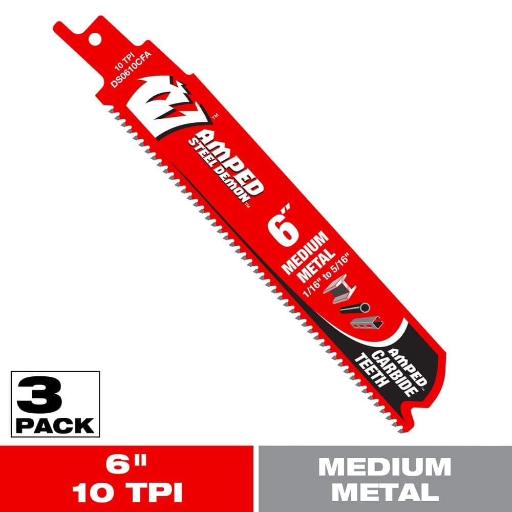 DIABLO 6 in. 10 TPI AMPED Steel Demon Carbide Teeth Reciprocating Saw Blades for Medium Metal