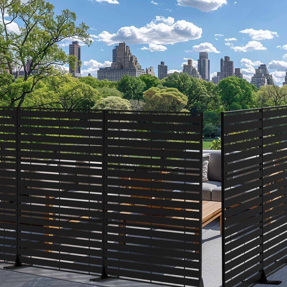 PexFix 72 in. 47 in. Outdoor Metal Galvanized Privacy Screen Fence Garden Panels (4)