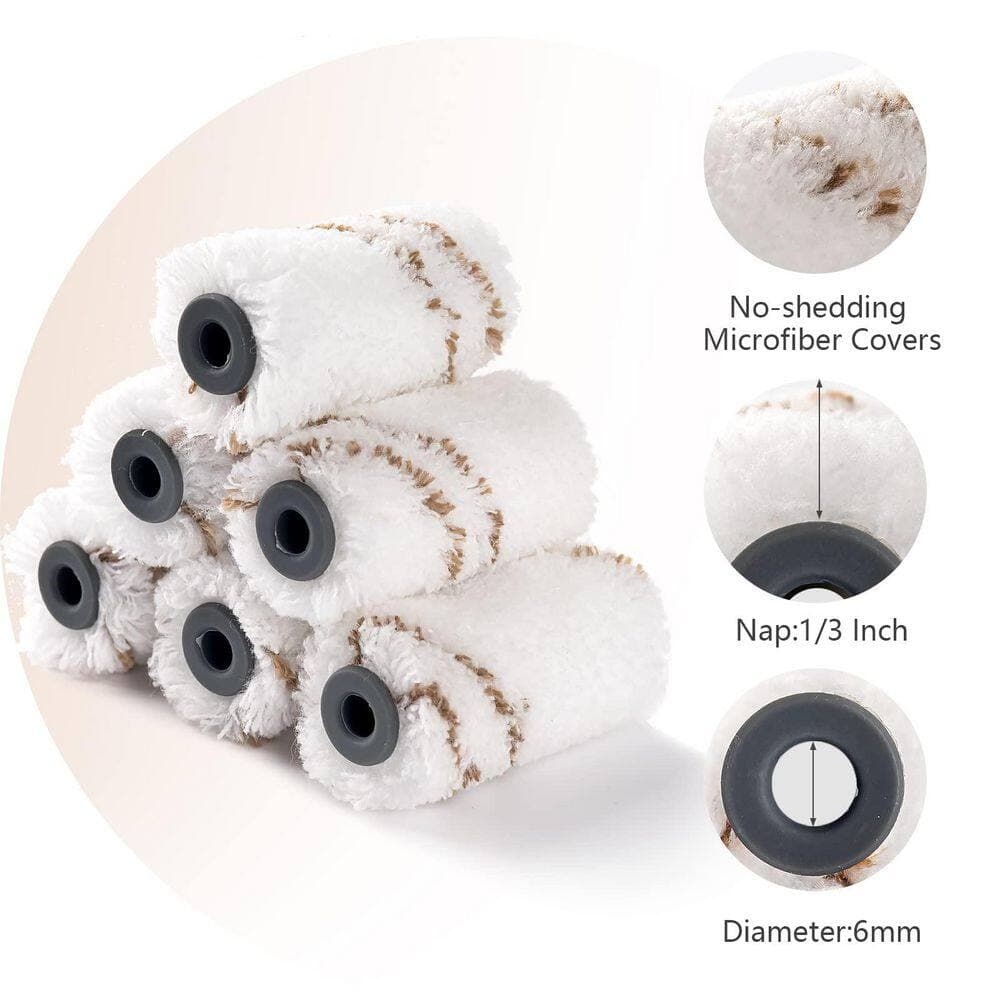 Unbranded 2 in. White Microfiber Small Paint Roller Kit with Non Slip Handle and Durable Tray 9 Pack (2)