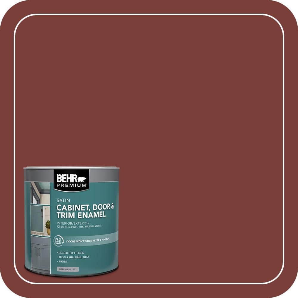 BEHR PREMIUM 1 qt. #PPU2-02 Red Pepper Satin Enamel Interior/Exterior Cabinet, Door & Trim Paint (1)