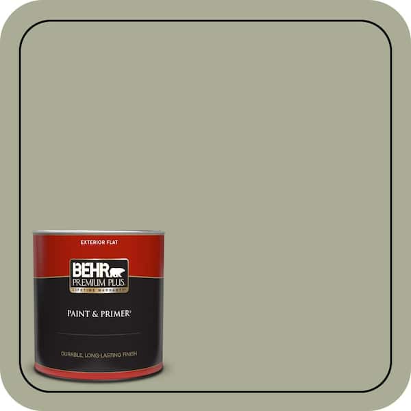 BEHR PREMIUM PLUS 1 qt. #S380-4 Bay Water Flat Exterior Paint & Primer (2)