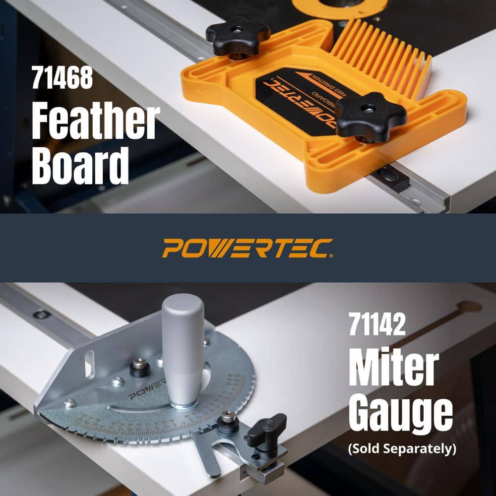 ‎POWERTEC 24 in. x 32 in. Router Table Top with Tool Stand, Router Plate and Insert Rings and Adjustable Leveling Feet (3)