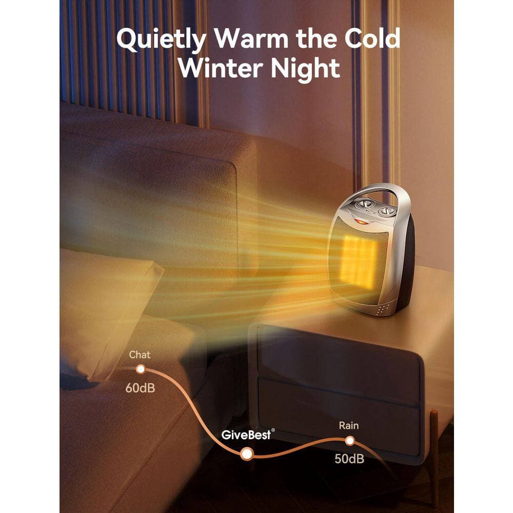 BIBIVIS 1500W/750W 9 in. Radiant Electric Space Heater with Thermostat, Safe and Quiet Ceramic Heater Fan, 200 sq. ft. (3)