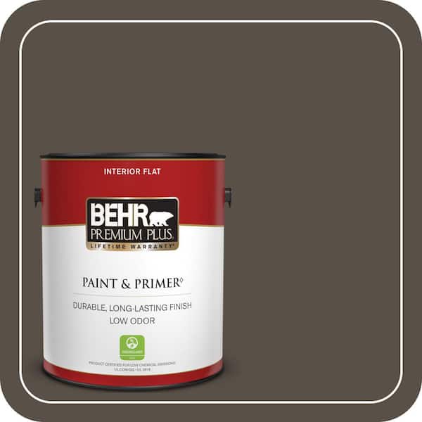 BEHR PREMIUM PLUS 1 gal. #N360-7 Potting Soil Flat Low Odor Interior Paint & Primer (2)