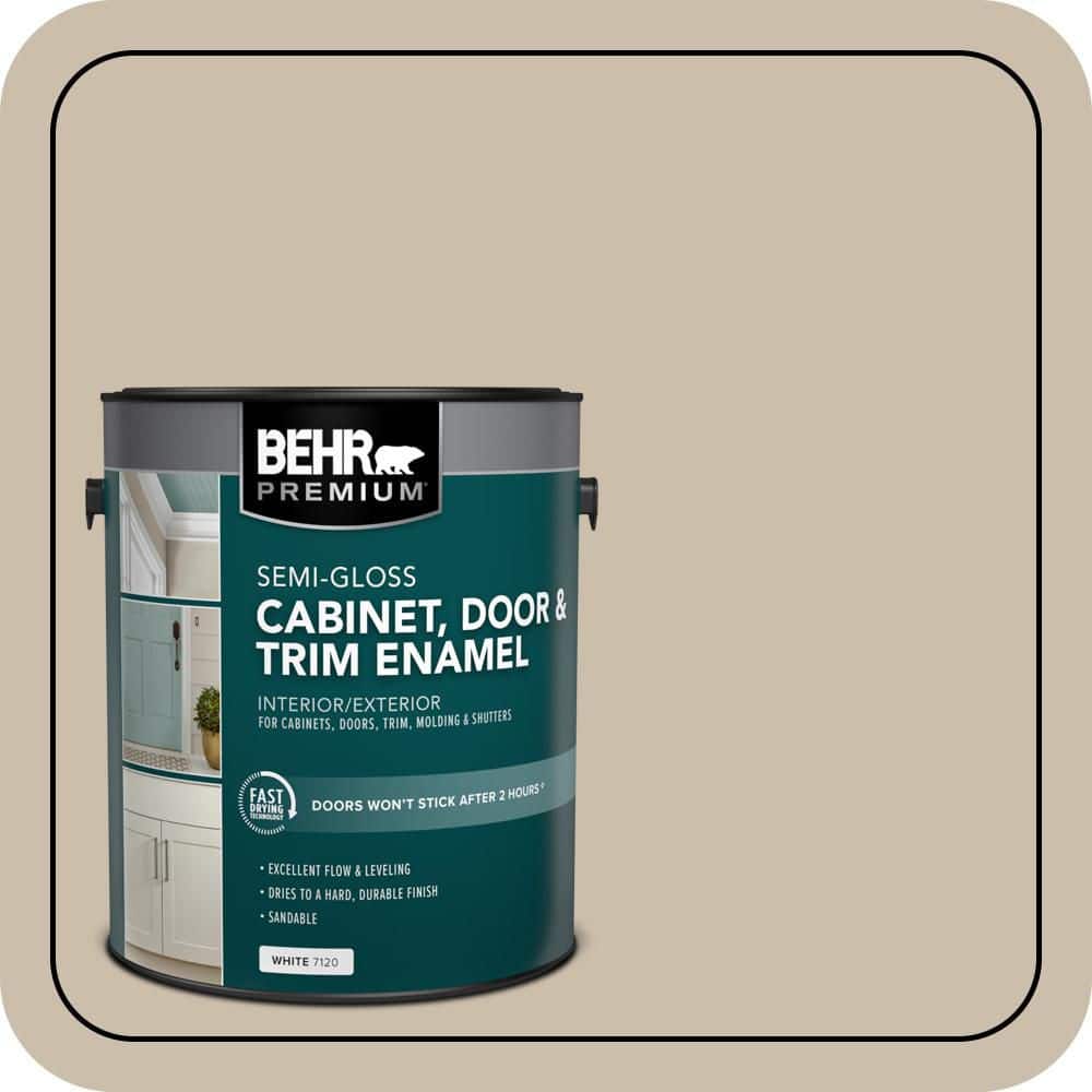 BEHR PREMIUM 1 gal. #HDC-AC-10 Bungalow Beige Semi-Gloss Enamel Interior/Exterior Cabinet, Door & Trim Paint