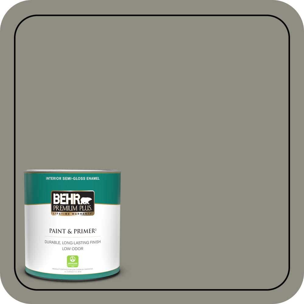 BEHR PREMIUM PLUS 1 qt. #N370-5 Incognito Semi-Gloss Enamel Low Odor Interior Paint & Primer