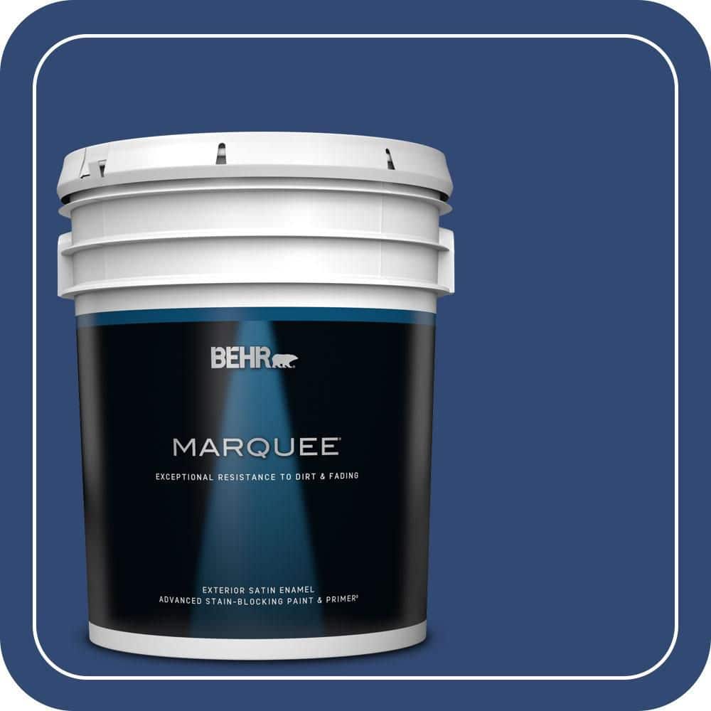 BEHR MARQUEE 5 gal. #S-H-580 Navy Blue Satin Enamel Exterior Paint & Primer