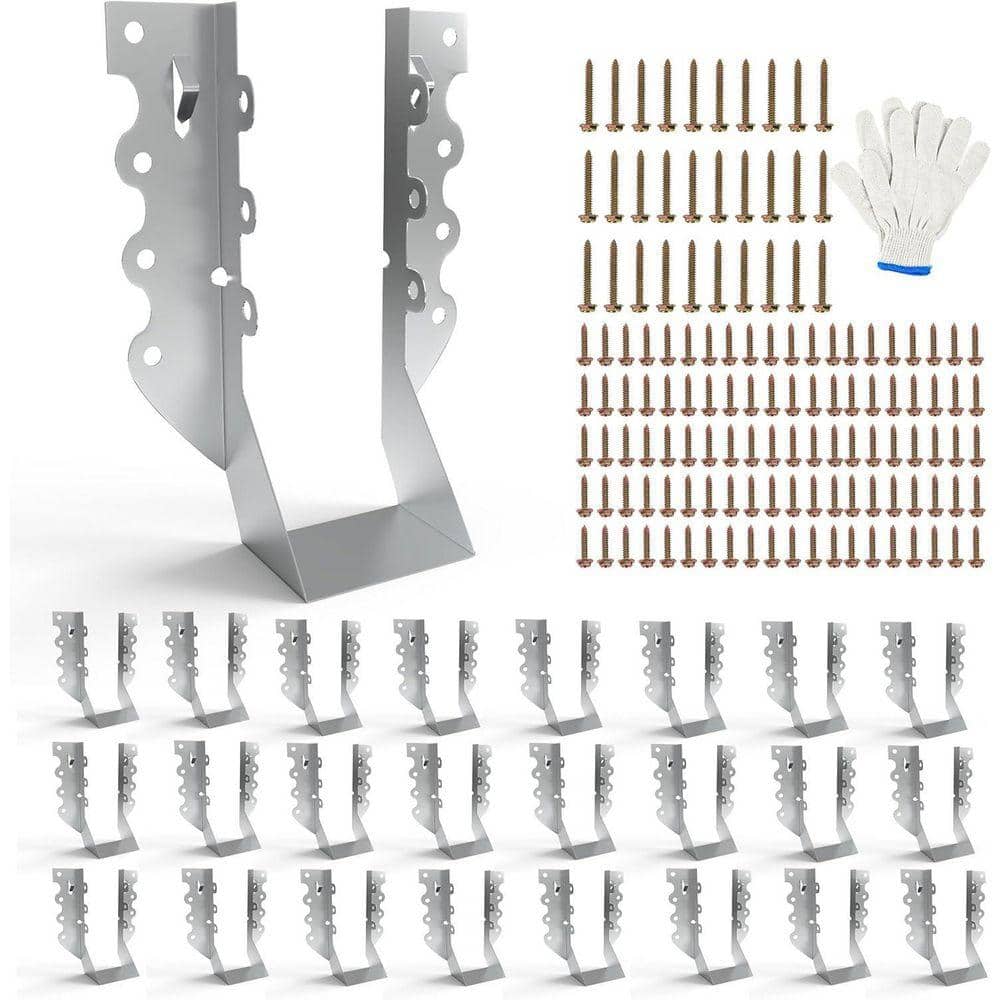 KIWDZFU 2x6 Joist Hangers with Screws 20-Gauge Galvanized Steel Face Mount Brackets 25 Pack for Wood Posts and Construction (1)