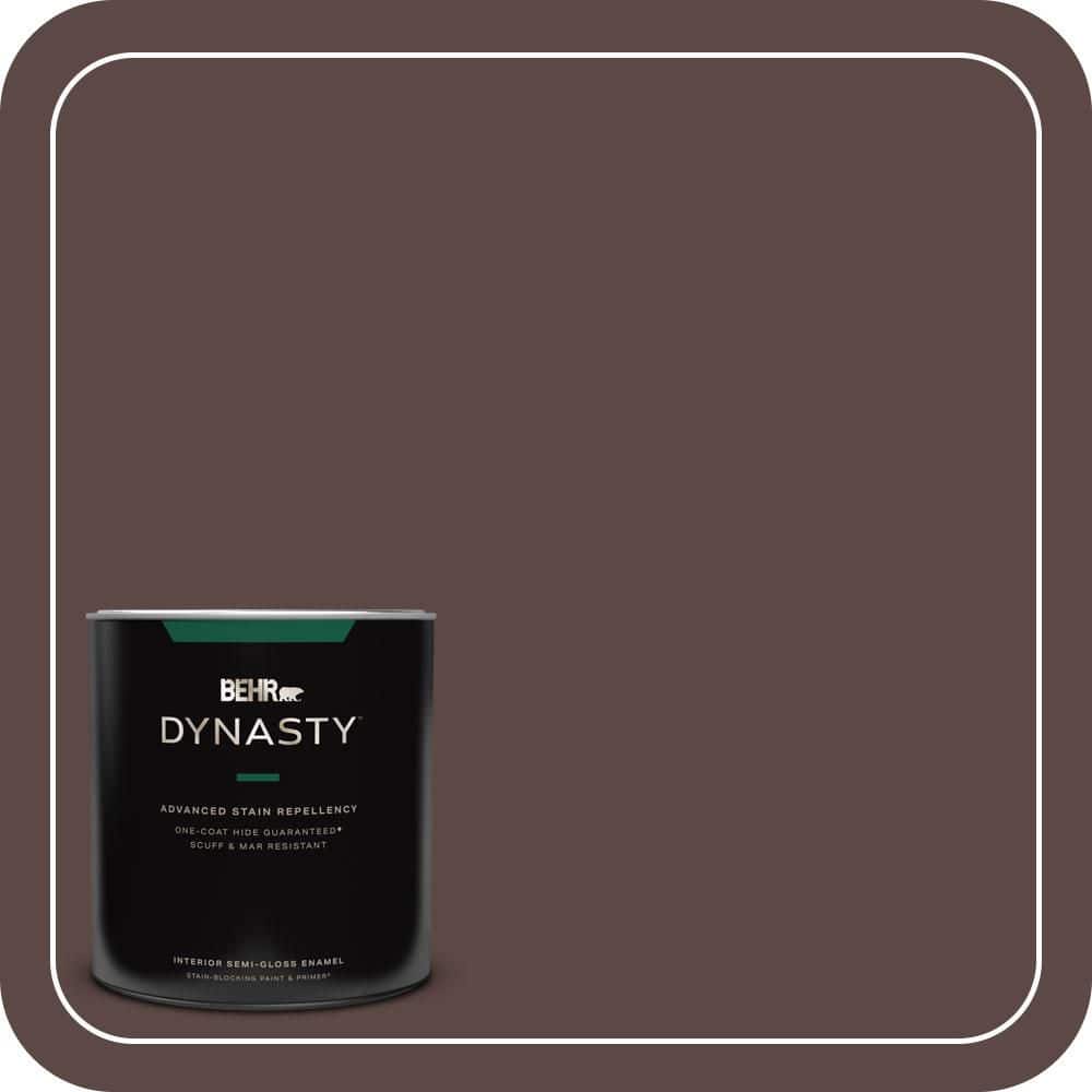 BEHR DYNASTY 1 qt. #MQ1-58 Chocolate Soul One-Coat Hide Semi-Gloss Enamel Interior Stain-Blocking Paint and Primer