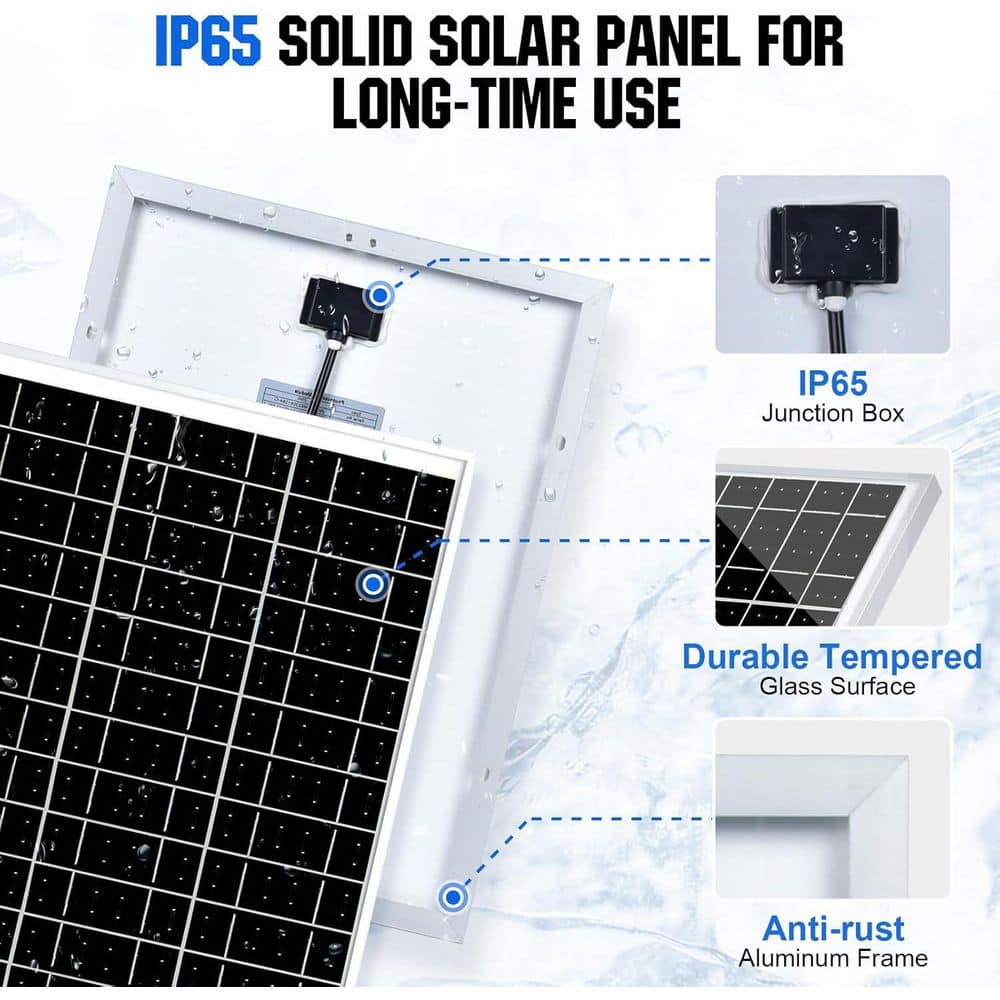 Vrbgify 25W Solar Panel Kit with Adjustable Mount Bracket, SAE Connector, and 10A Charge Controller (3)