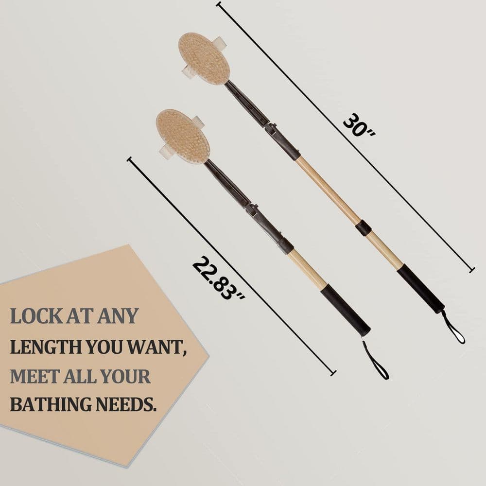 Wudkey 1-Piece Bath Accessory Set with Foldable Long Handle Body Brush and Lotion Applicator in Black (2)