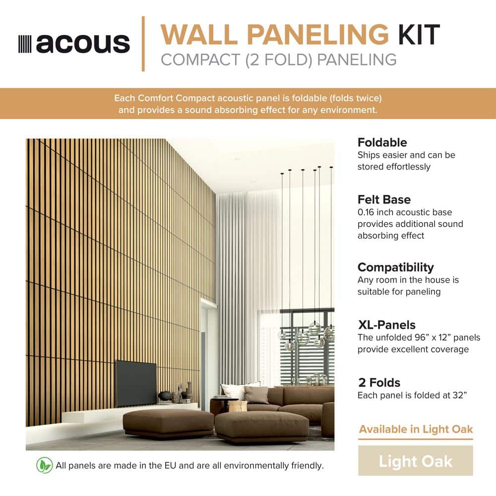 Transolid Acous Fold Compact 0.4 in. x 1 ft. x 8 ft. Tan Paintable Wood Rectangular Sound Absorbing Panel in Light Oak (2-Pack) (3)