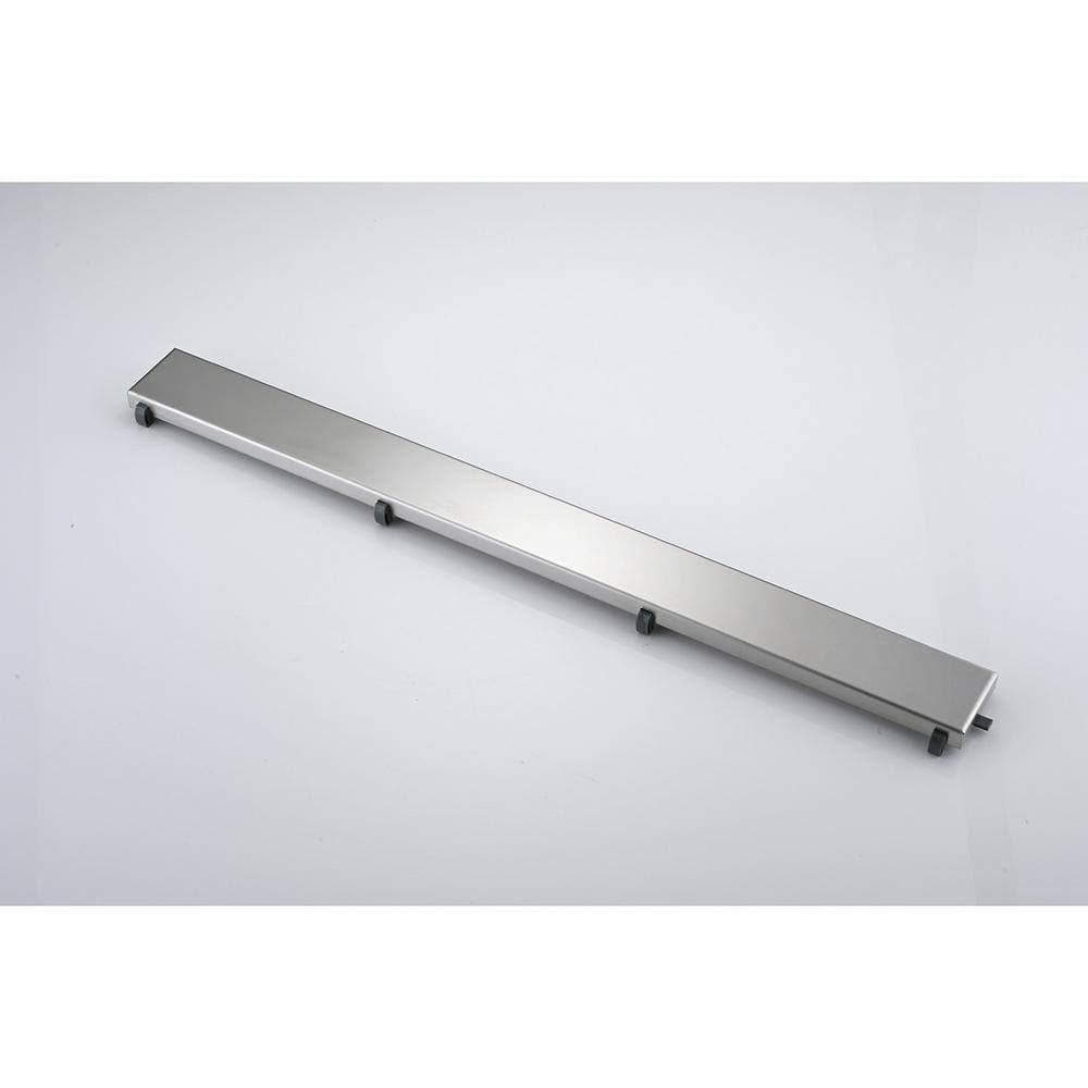 Tahanbath 28 in. Linear Shower Drain, Included Hair Strainer and Leveling Feet in Brushed Nickel (3)